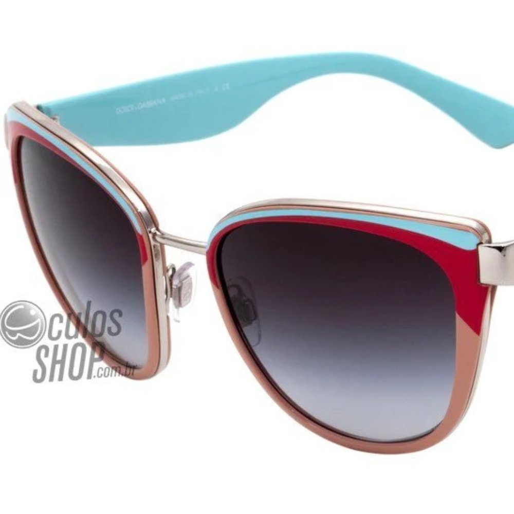 DG Dolce & Gabbana Sunglasses Blue Pink Red Logo Silver Retro Vintage Style
